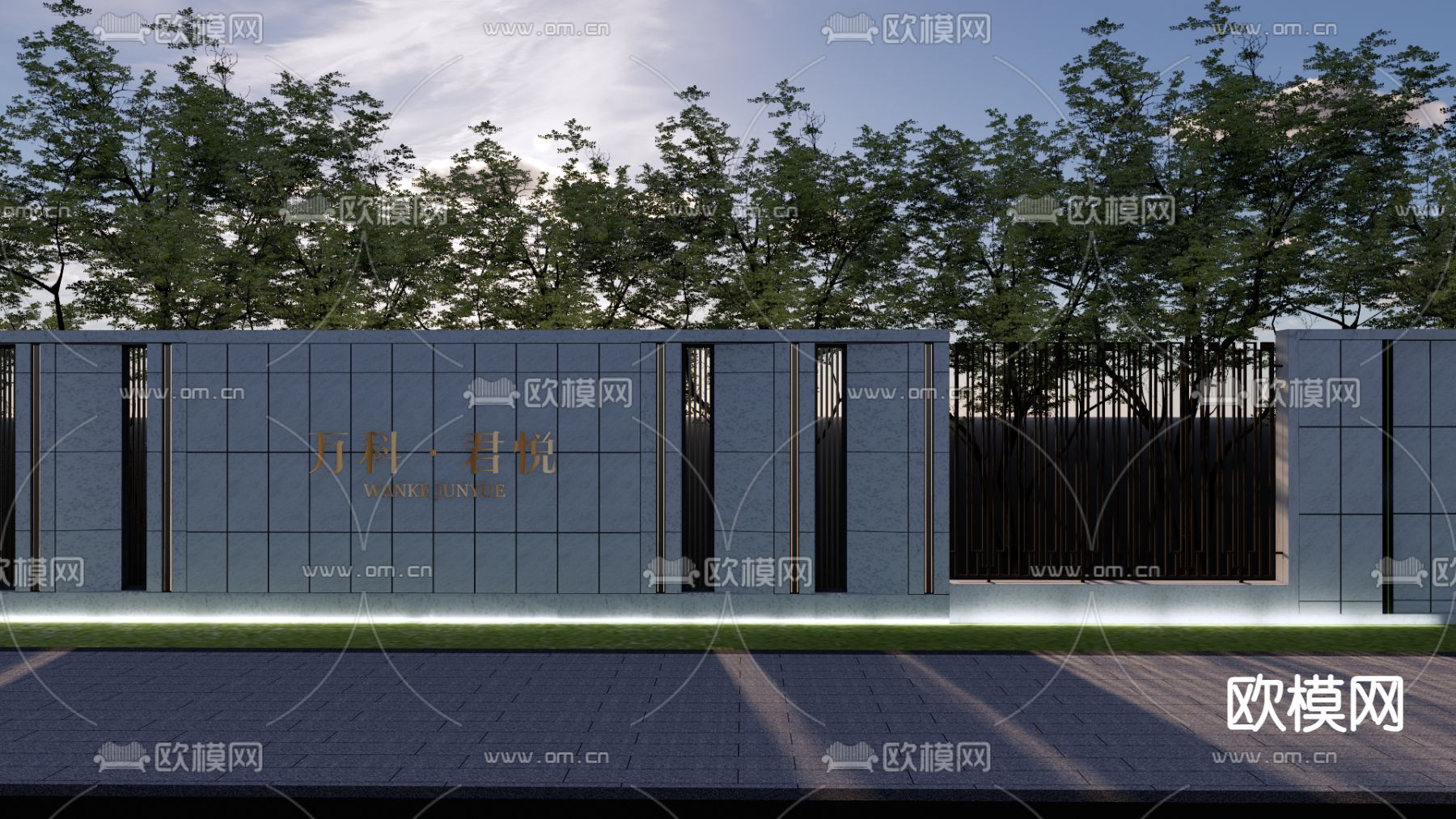 庭院门 入户门 围栏 围墙 铁艺门su模型下载（渲染图1）