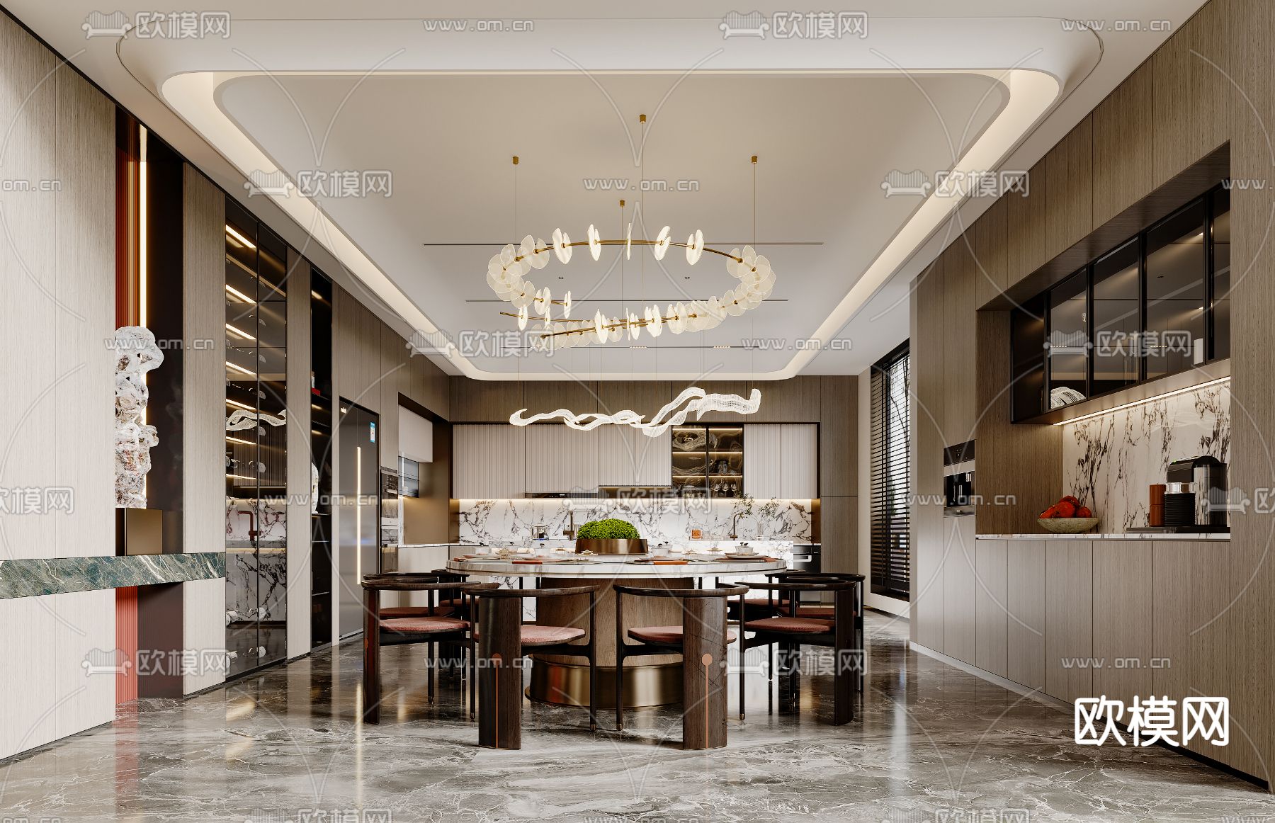 别墅客厅 别墅中空3d模型下载（渲染图2）