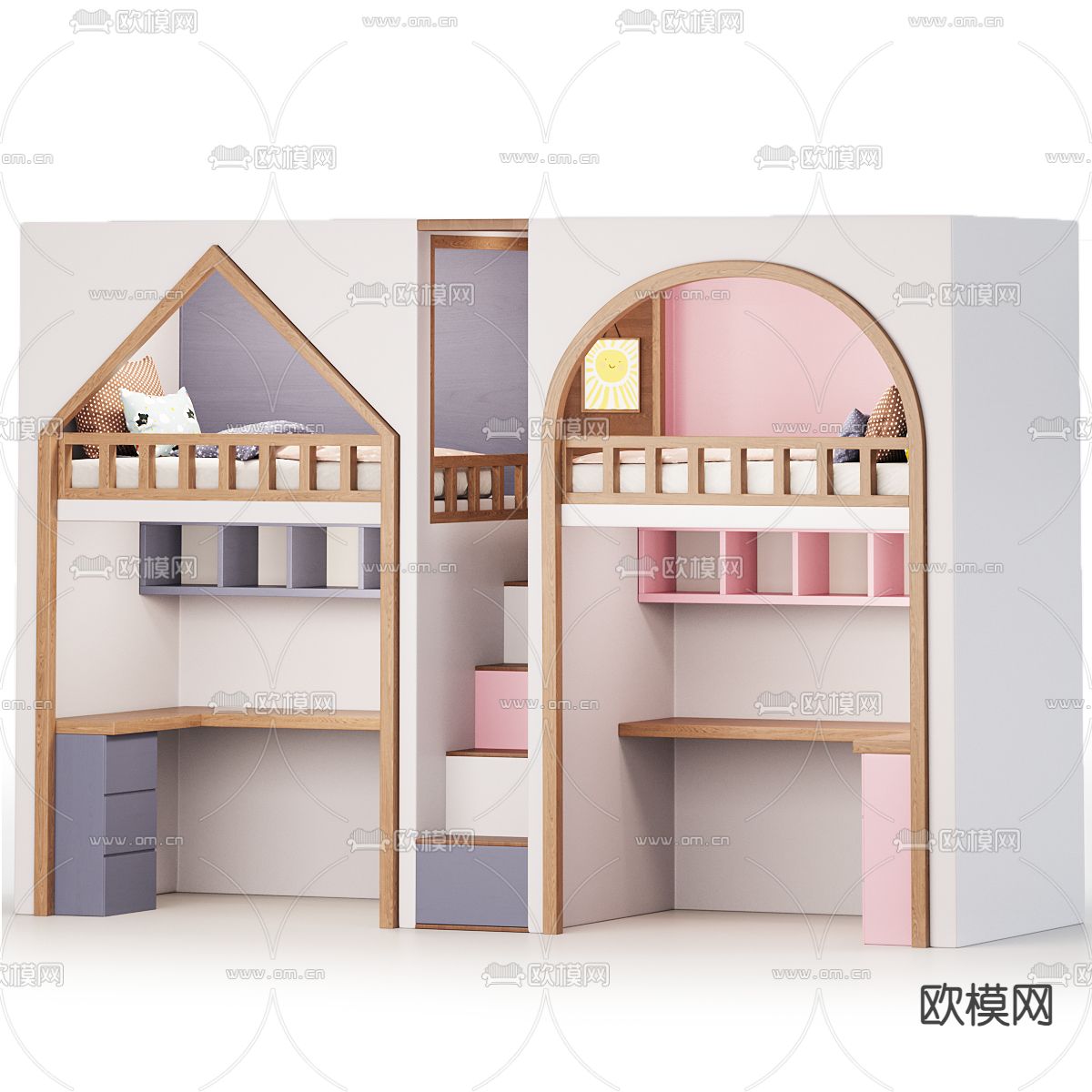 儿童床 小孩床3d模型下载（渲染图4）