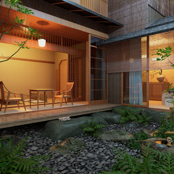 中式庭院 花园su模型