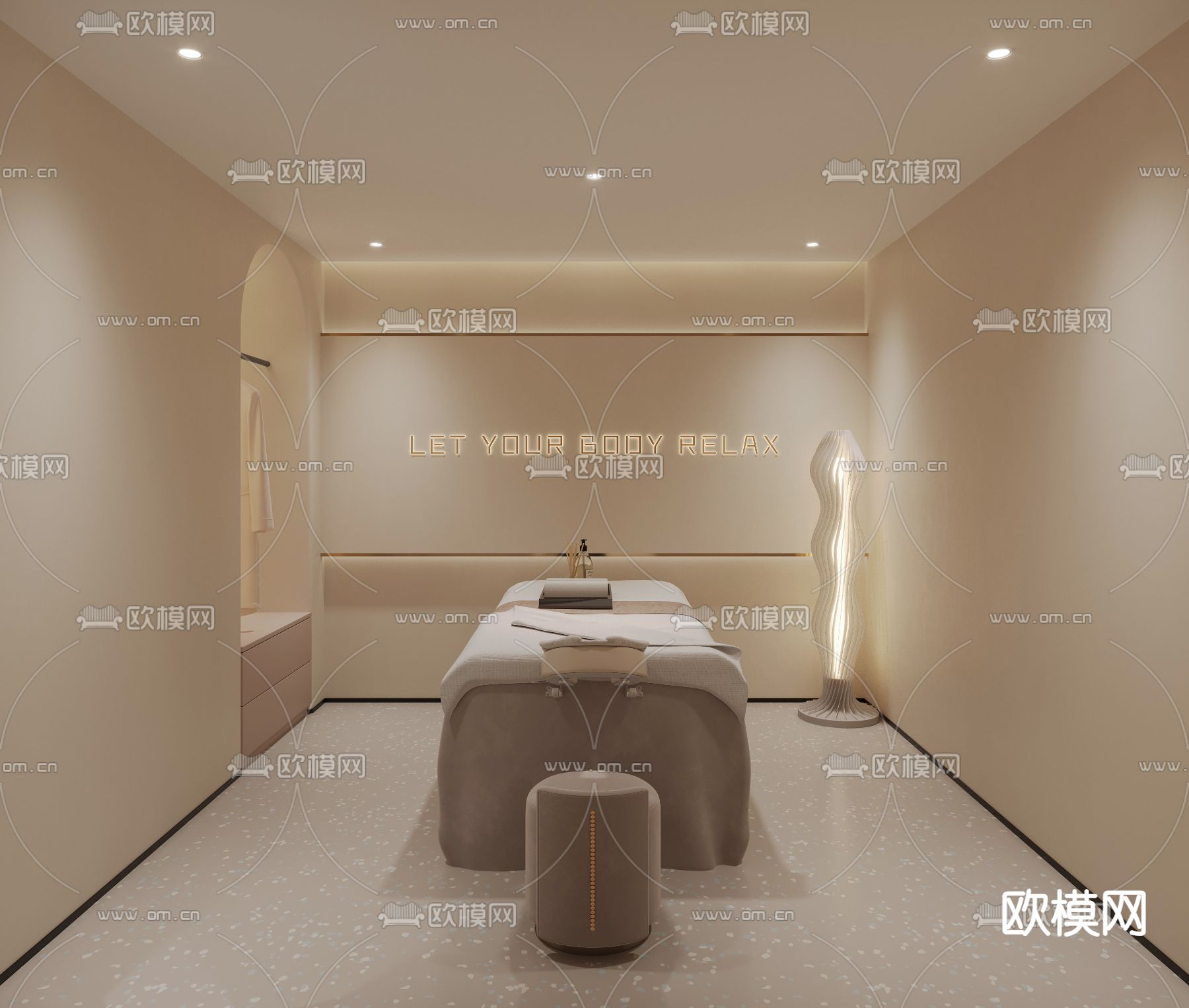 侘寂SPA 护理房 美容院3d模型下载（渲染图7）