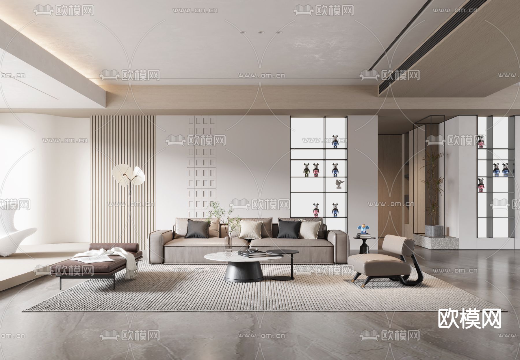 现代客厅3d模型下载_ID14352125_3dmax免费模型-欧模网