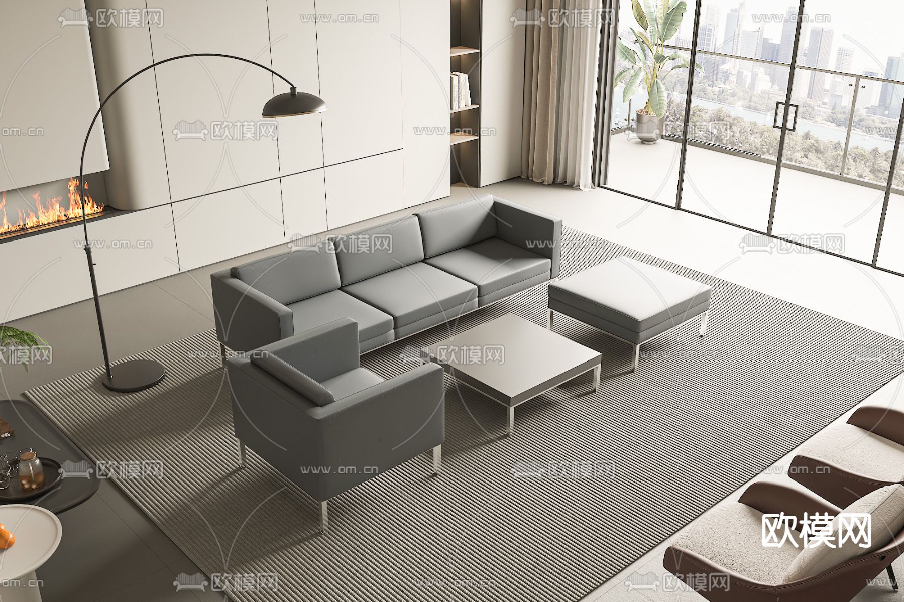 办公沙发 皮沙发3d模型下载