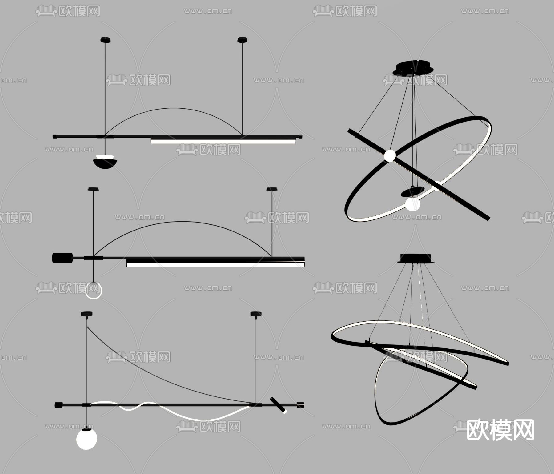 现代吊灯su模型下载（渲染图1）