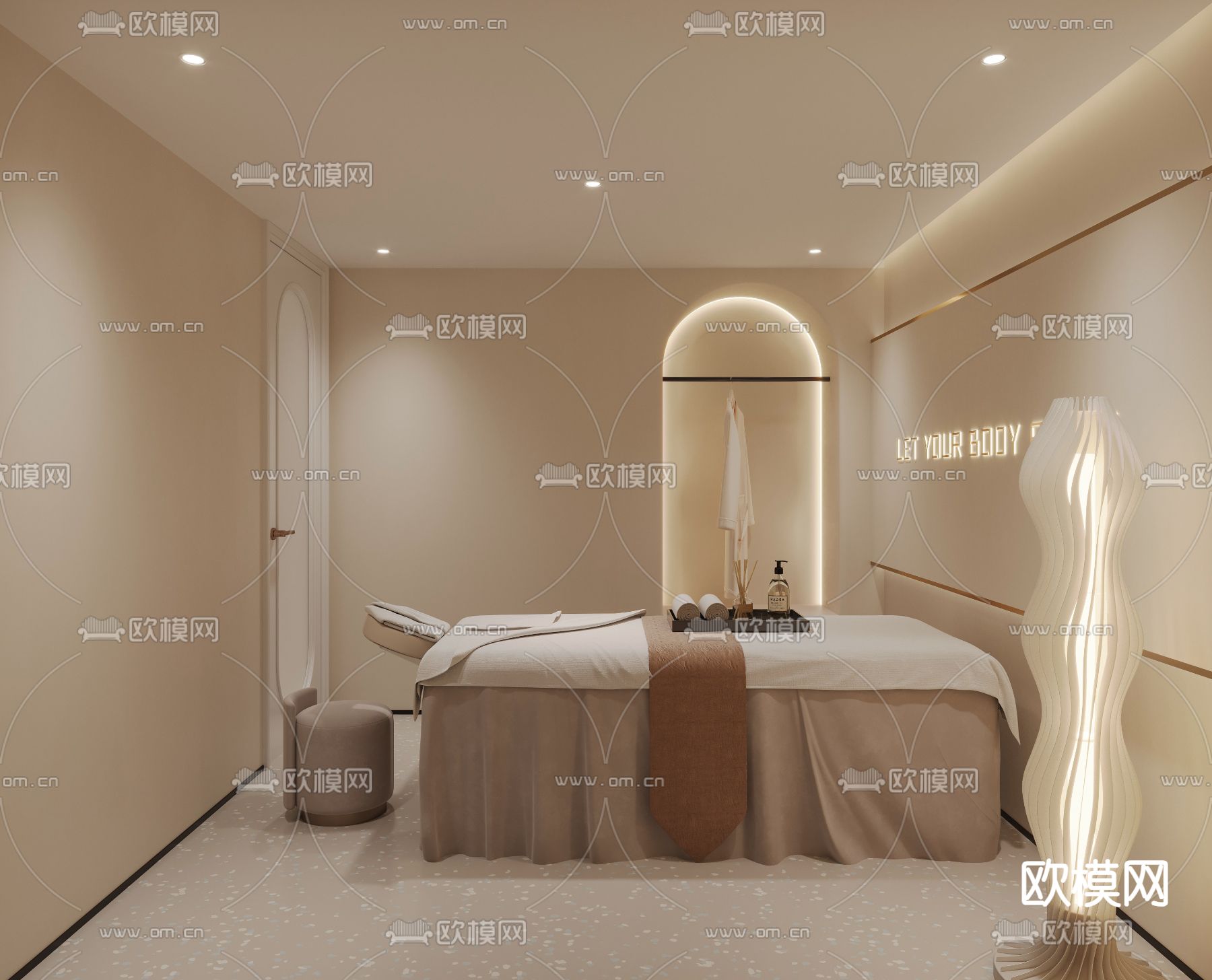侘寂SPA 护理房 美容院3d模型下载（渲染图4）