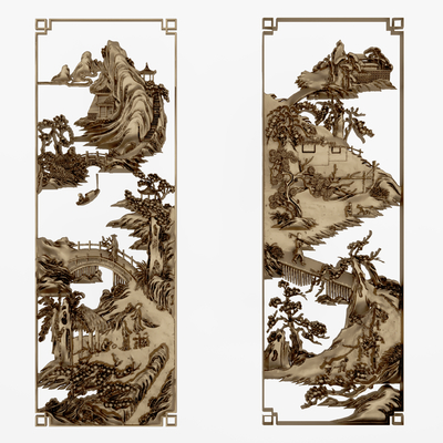  中式镂空雕花su模型 