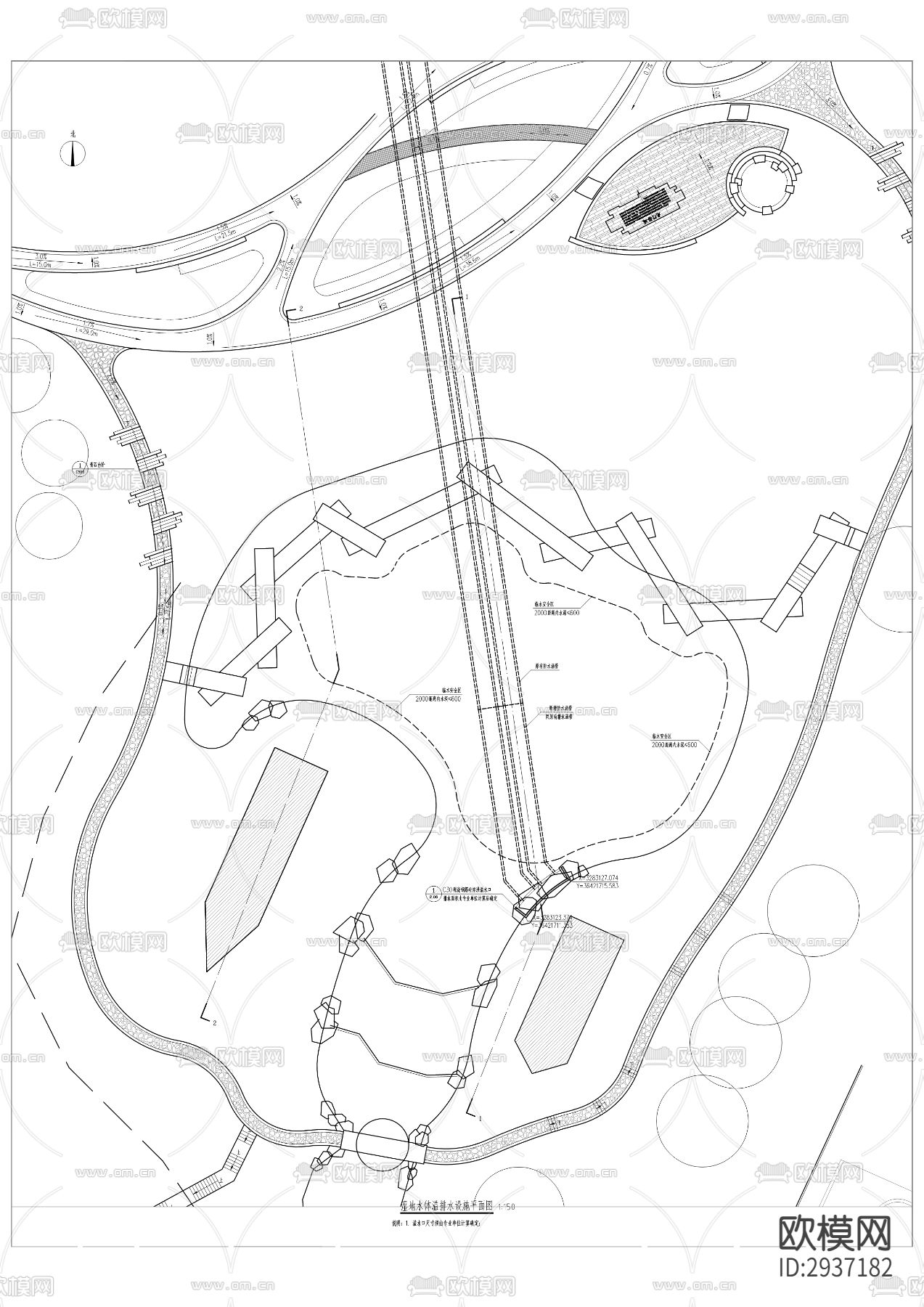 龙门桥滨江公园建设项目cad施工图下载（渲染图5）