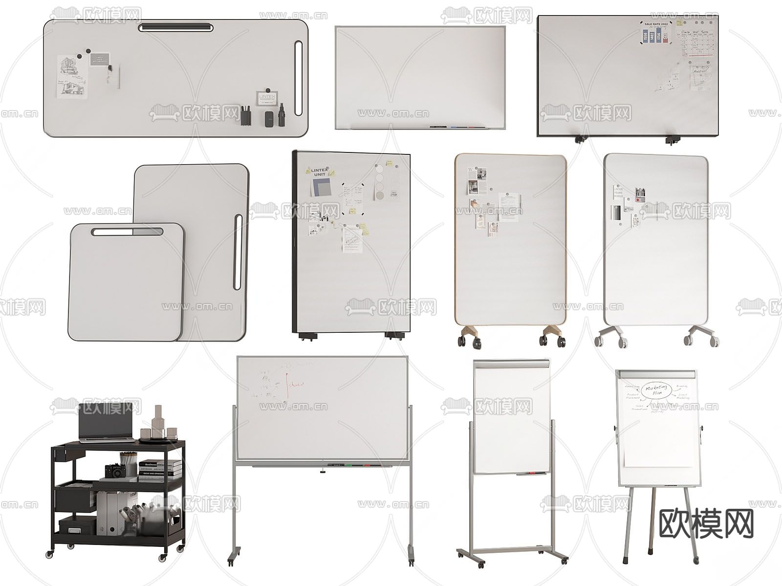 可移动写字白板su模型下载（渲染图2）