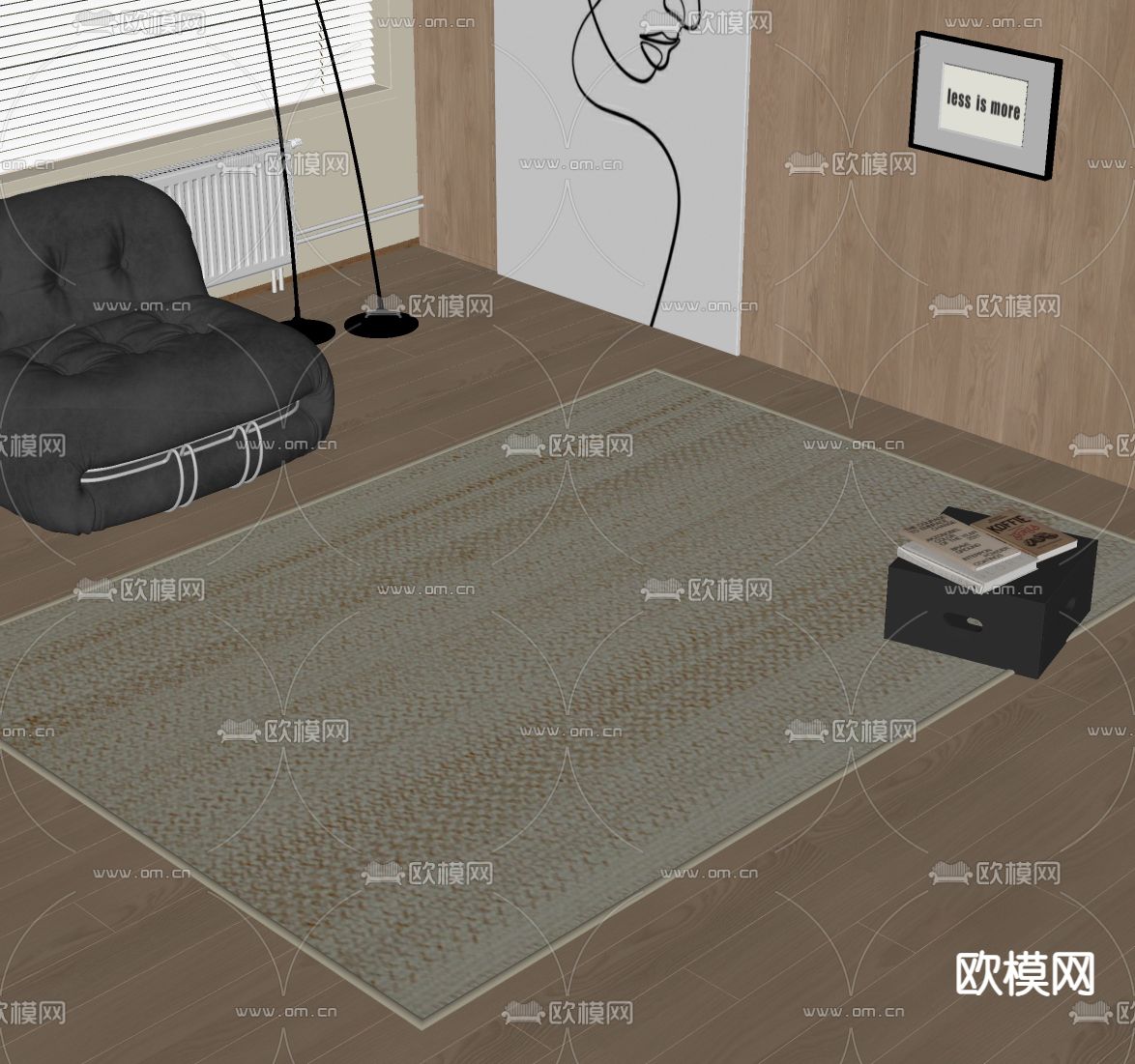 侘寂风地毯su模型下载（渲染图1）