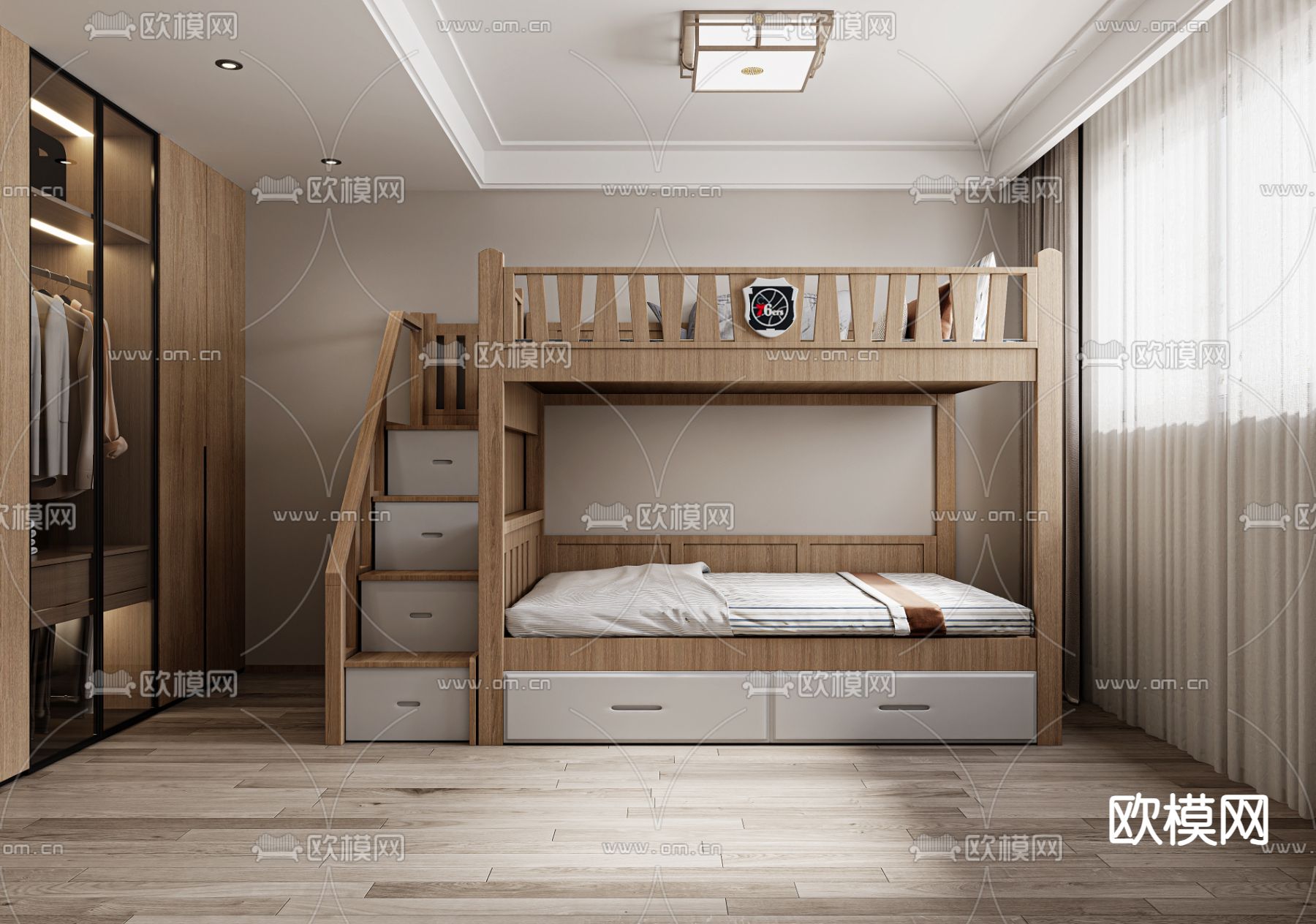 新中式儿童房 小孩房3d模型下载