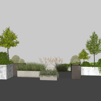  花坛 花箱 树池su模型 