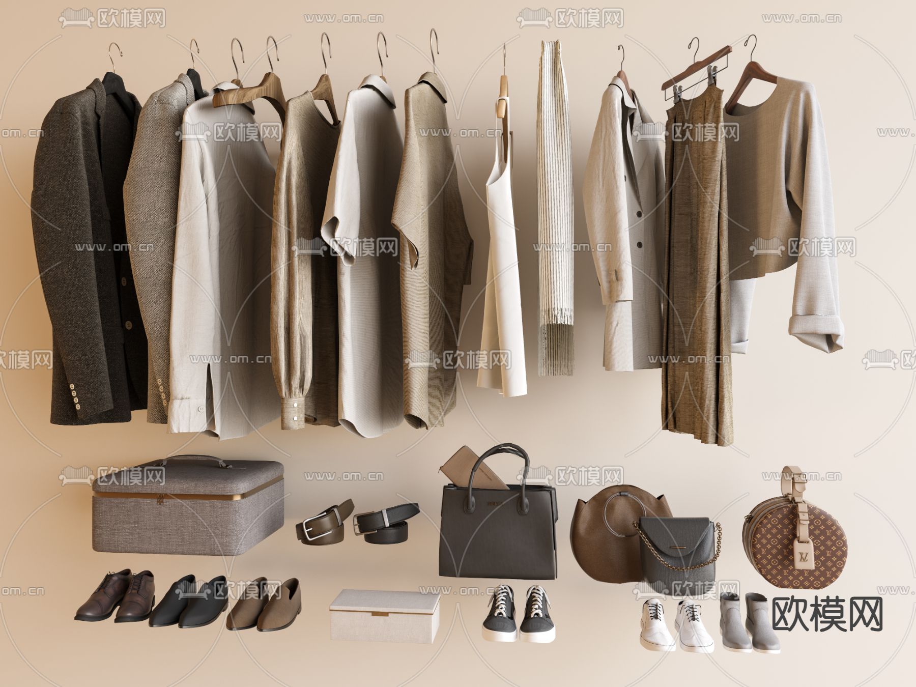 衣服 男士外套 裙子 包包 鞋子 皮鞋3d模型下载