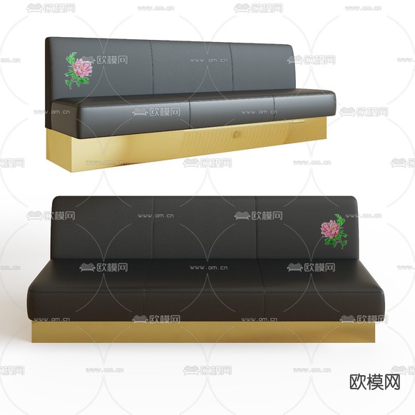 绣花卡座沙发 公共沙发 大堂沙发3d模型下载