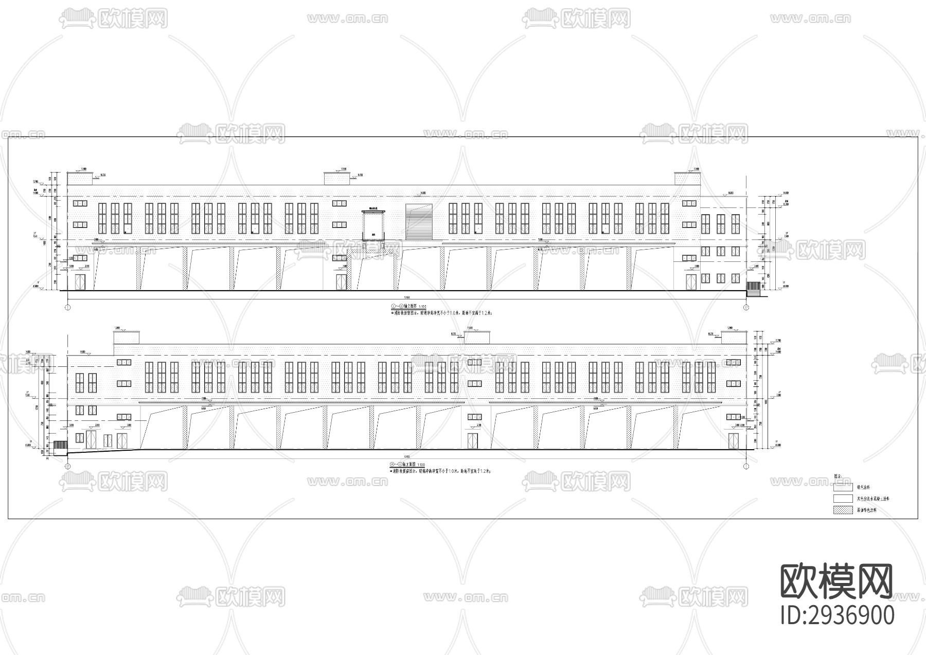 公交维修保养场项目cad施工图下载（渲染图2）