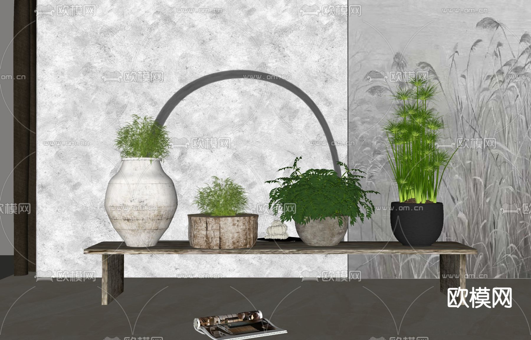 简欧盆栽 盆景su模型下载（渲染图1）