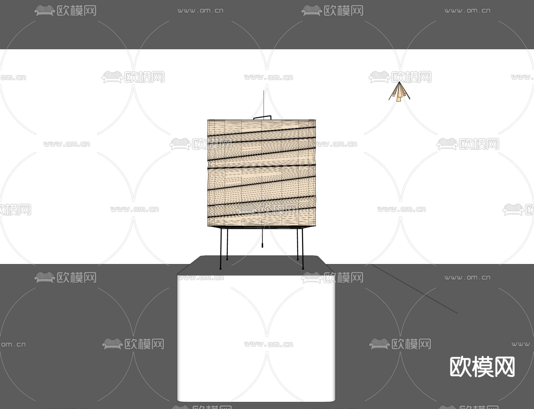 日式台灯su模型下载（渲染图3）