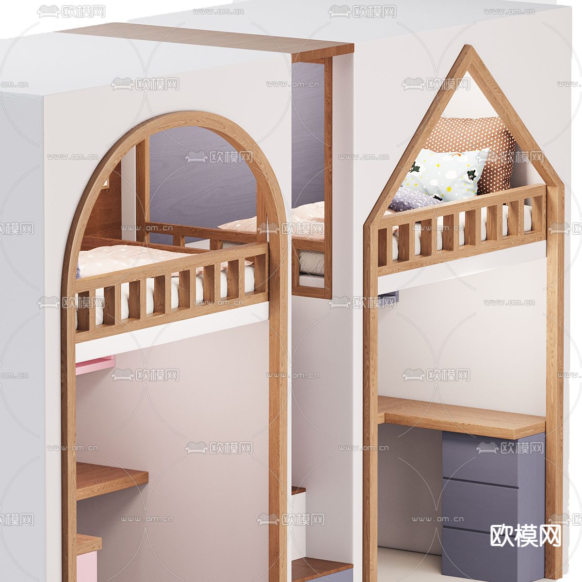 儿童床 小孩床3d模型下载（渲染图3）