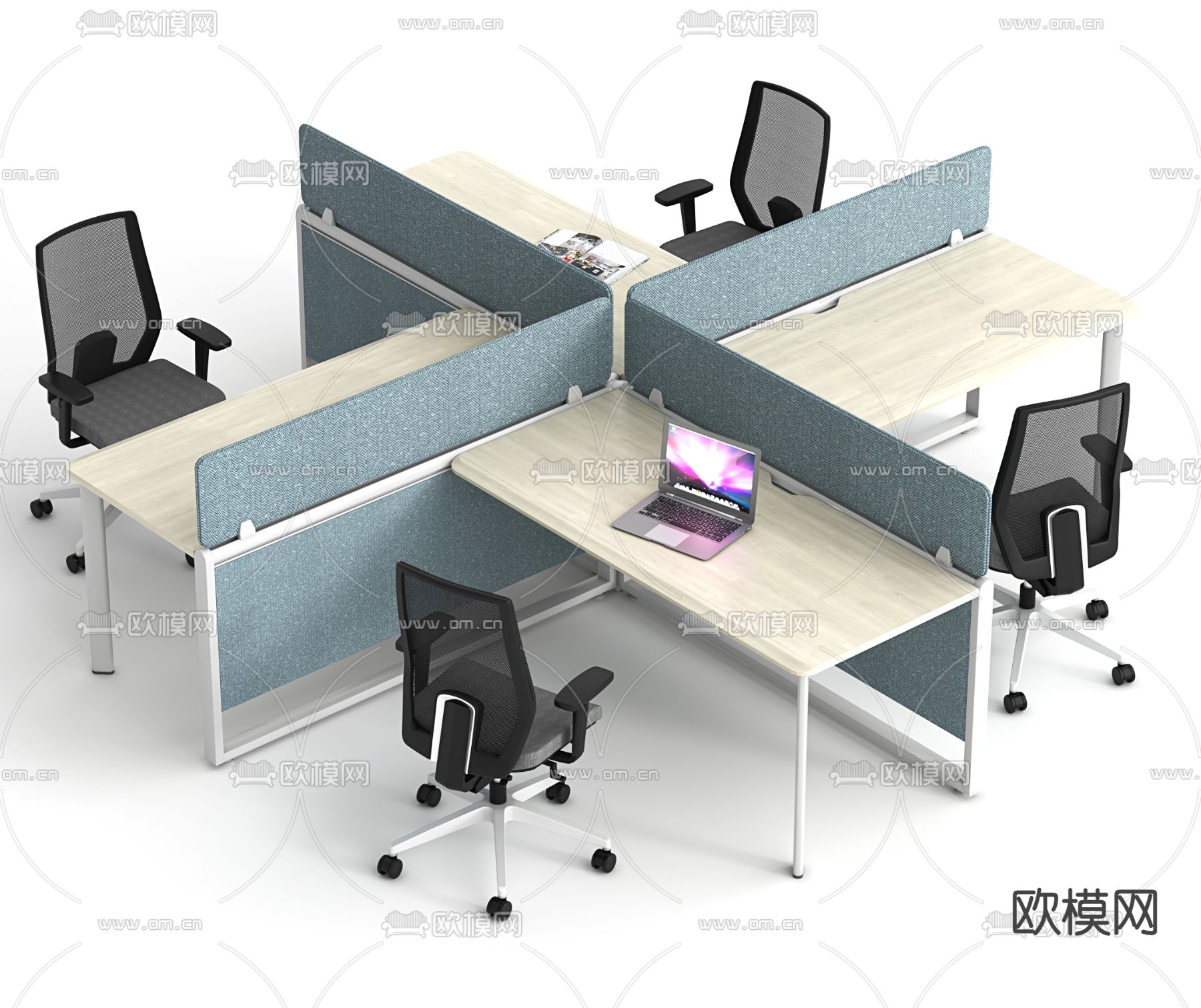 办公桌 职员桌 岗位3d模型下载