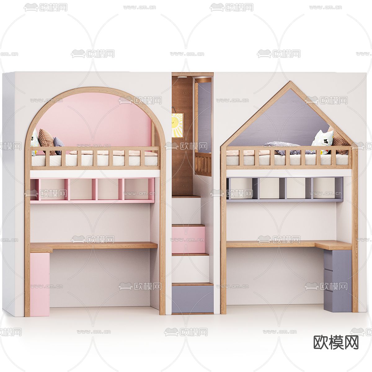 儿童床 小孩床3d模型下载（渲染图1）