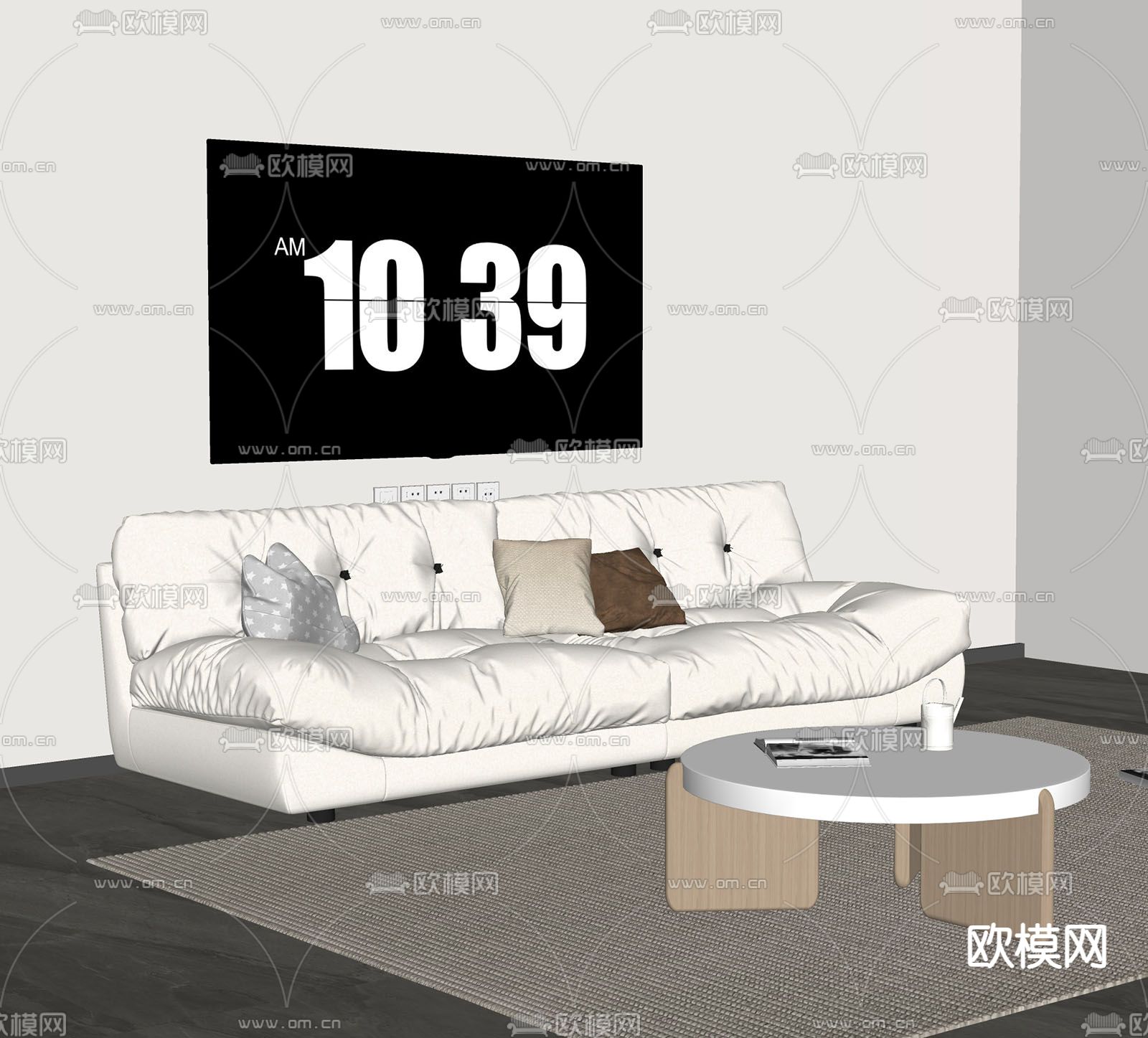 BAXTER 云朵多人沙发su模型下载（渲染图1）