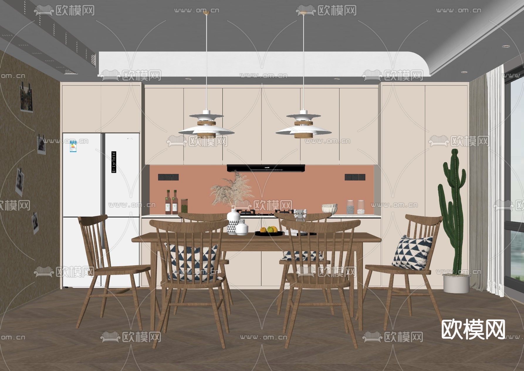 北欧餐厅su模型下载（渲染图1）