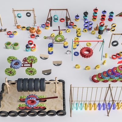  轮胎花箱 轮胎花池su模型 