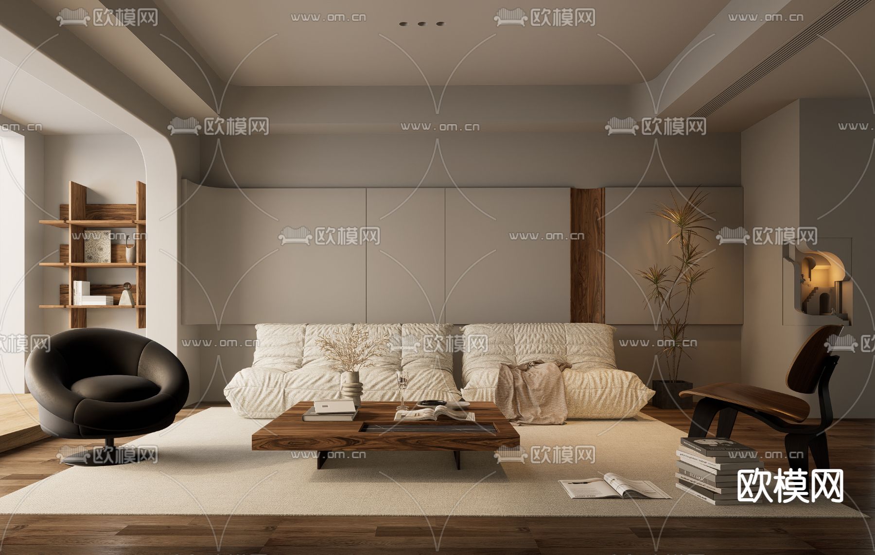 侘寂客厅3d模型下载