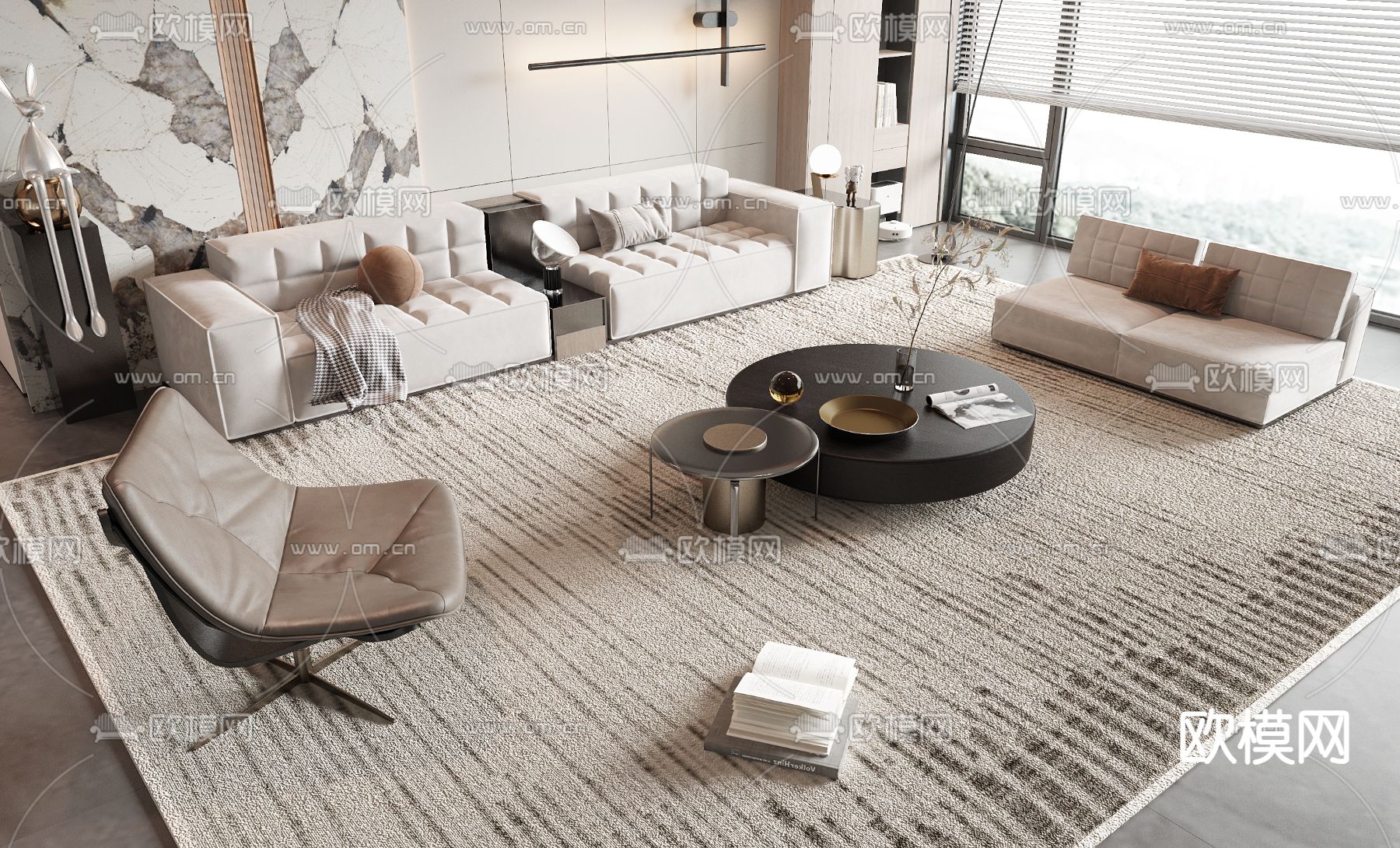 现代组合沙发3d模型下载