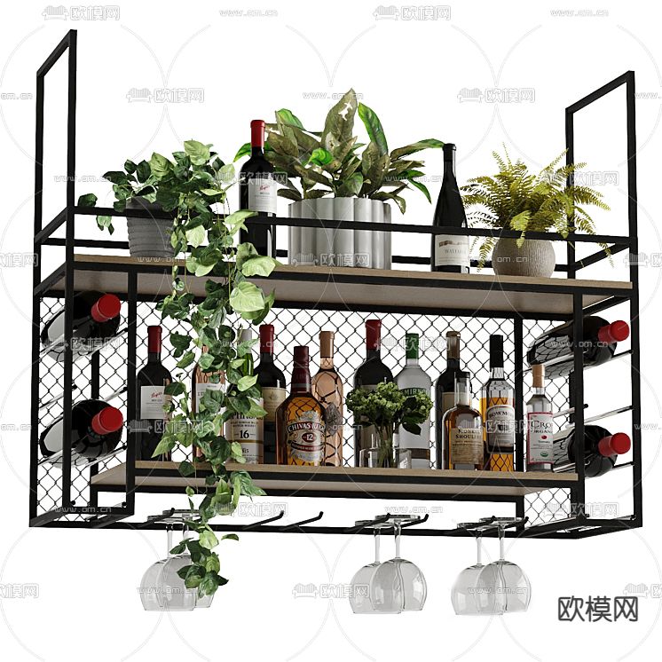 酒架 置物架免费3d模型下载