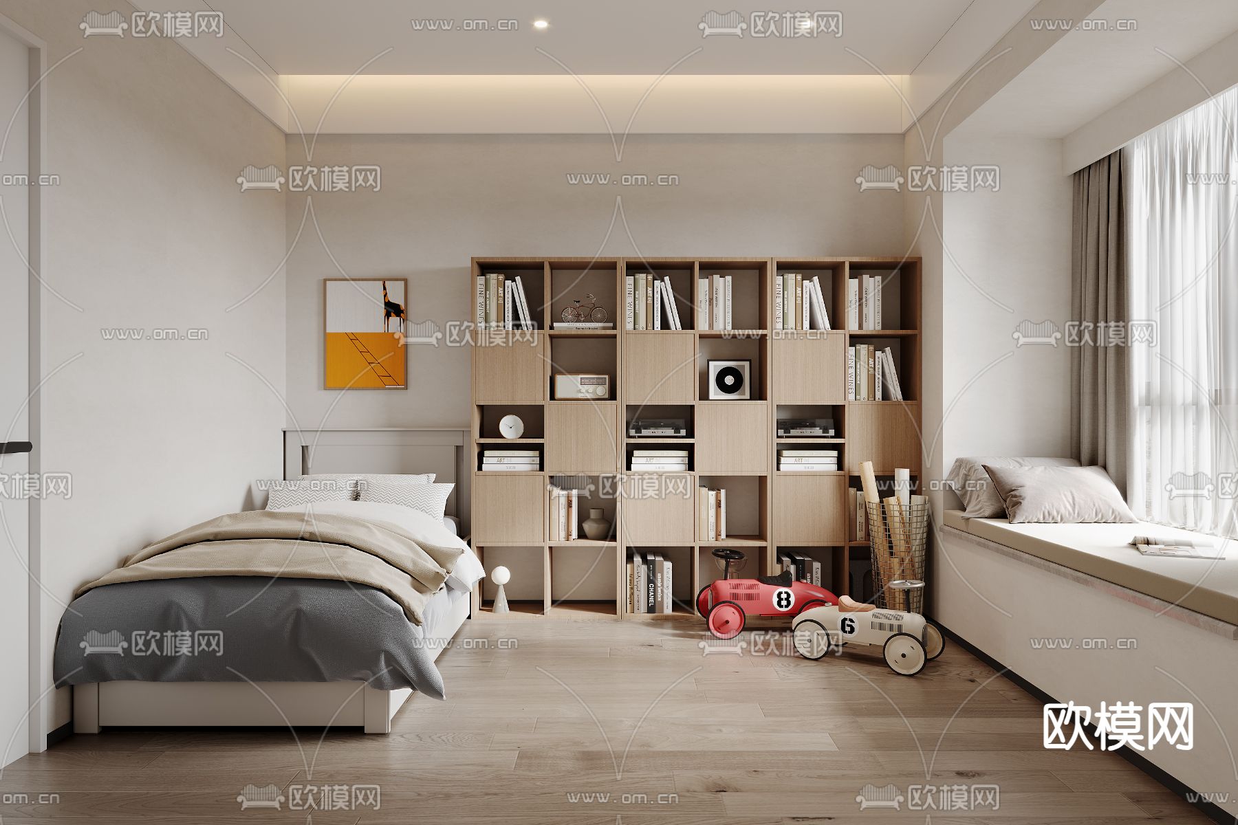 北欧儿童房 小孩房3d模型下载（渲染图1）