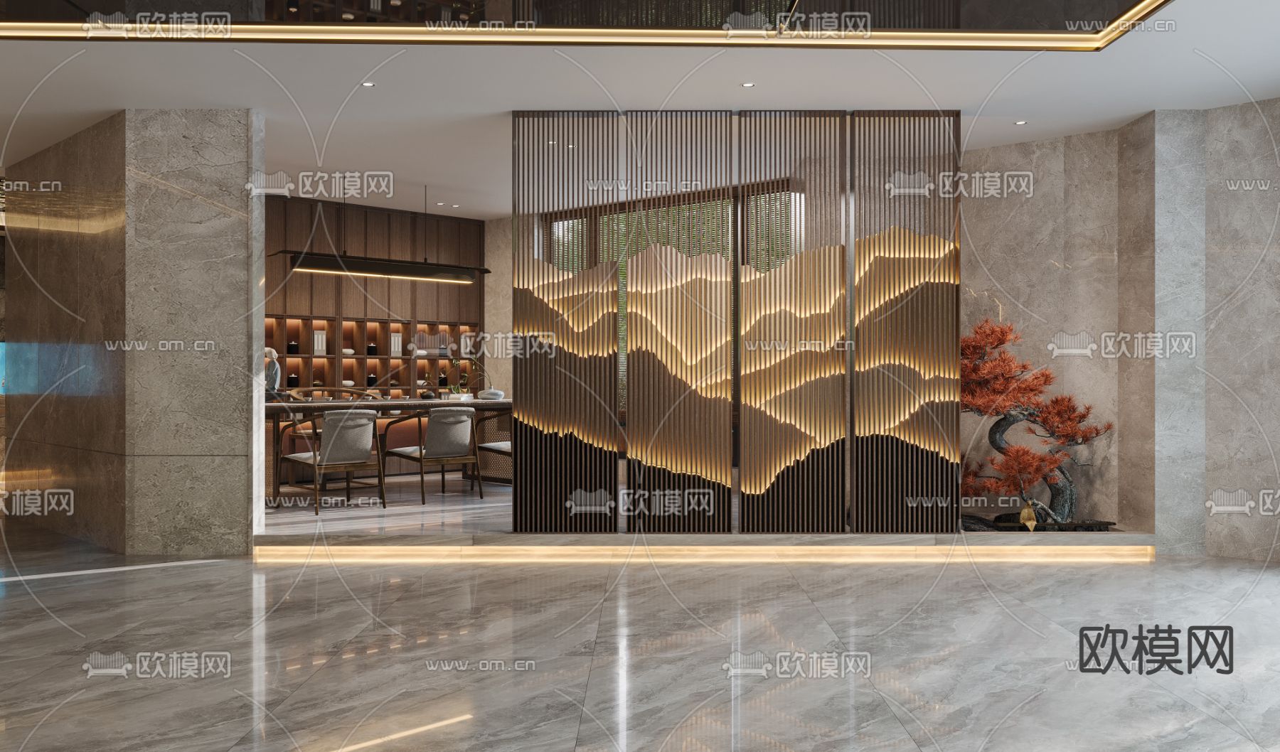 酒店大堂 休息区3d模型下载（渲染图9）