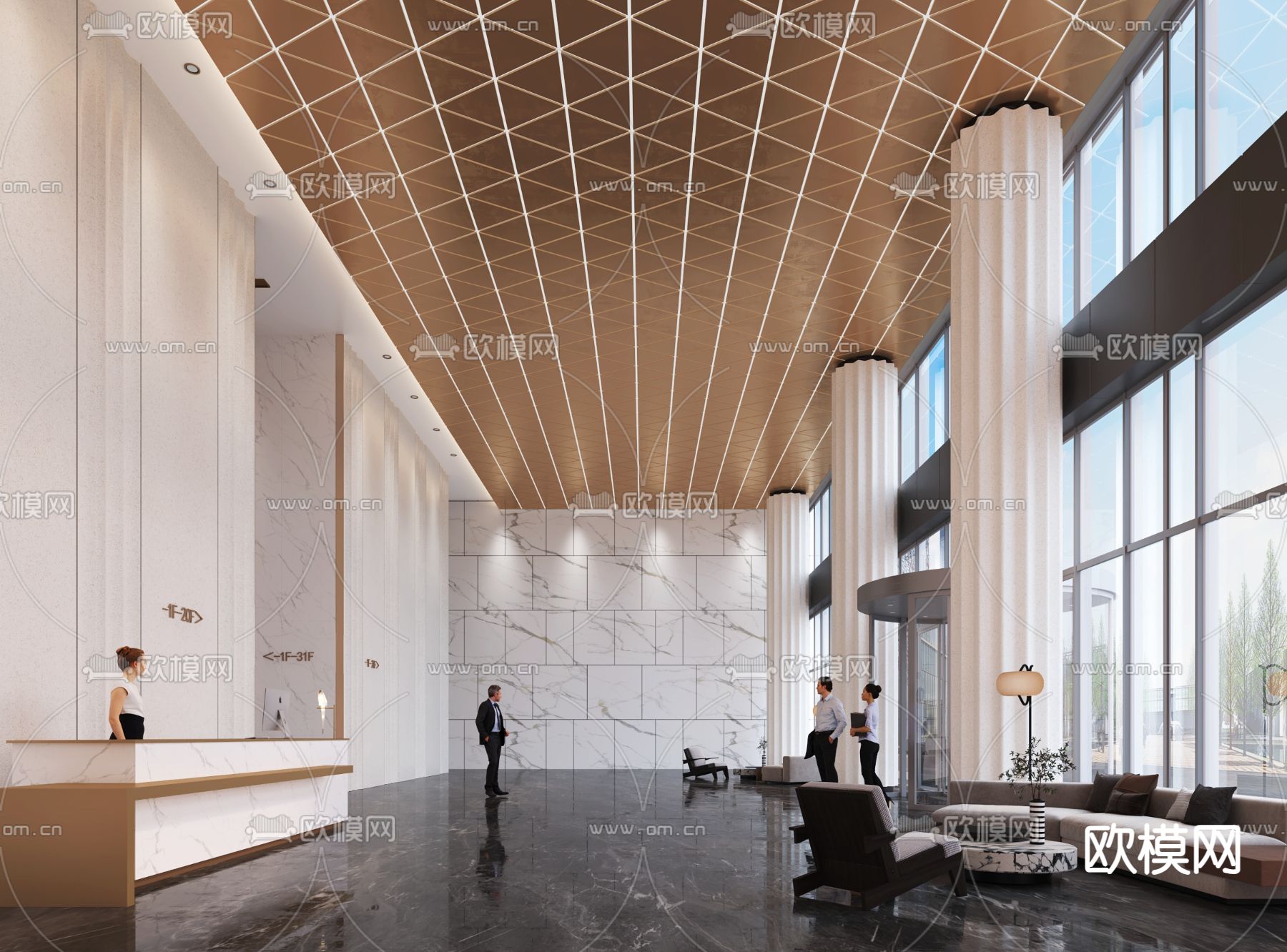 办公室大堂 写字楼3d模型下载