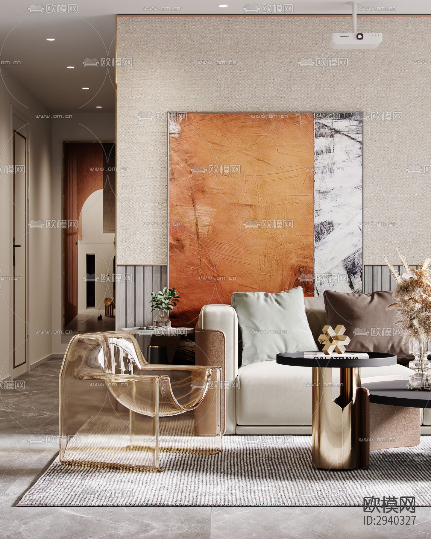 现代平层效果图下载（渲染图3）