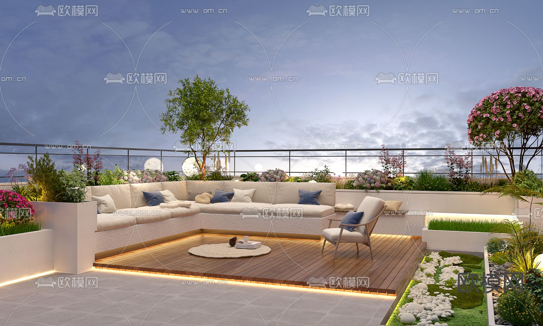 屋顶花园 阳台3d模型下载