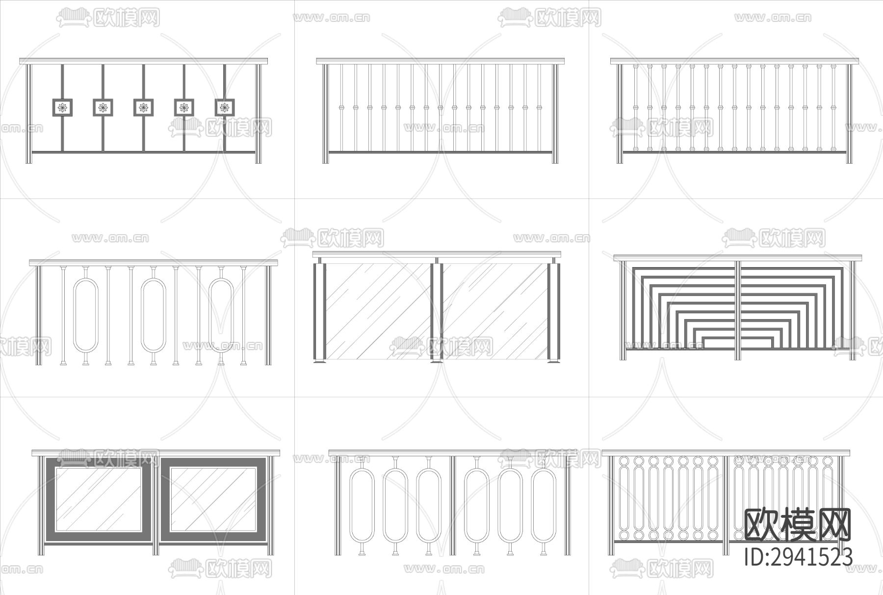 护栏扶手CAD手图库下载（渲染图4）