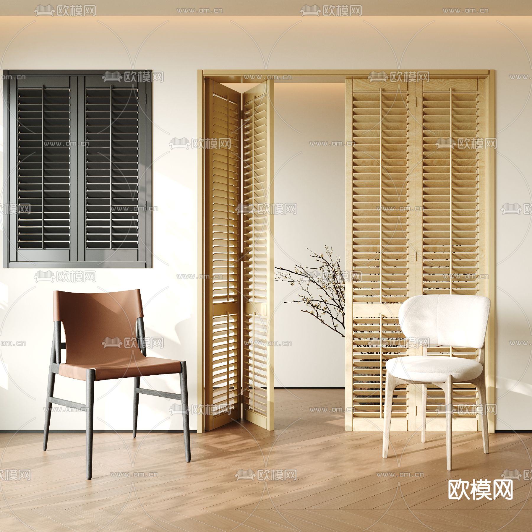 侘寂椅子 餐椅3d模型下载