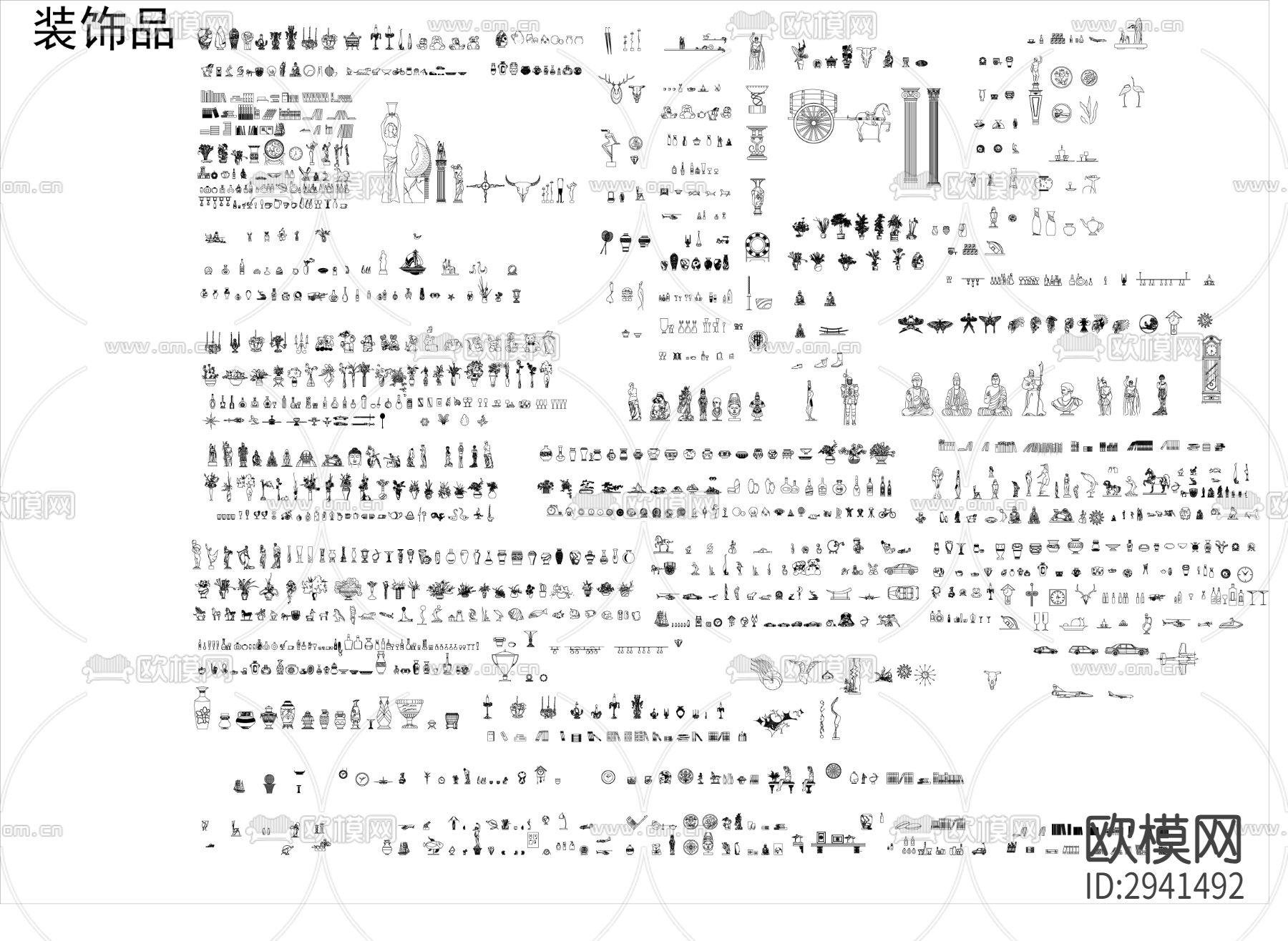 装饰品字画CAD图库下载（渲染图1）