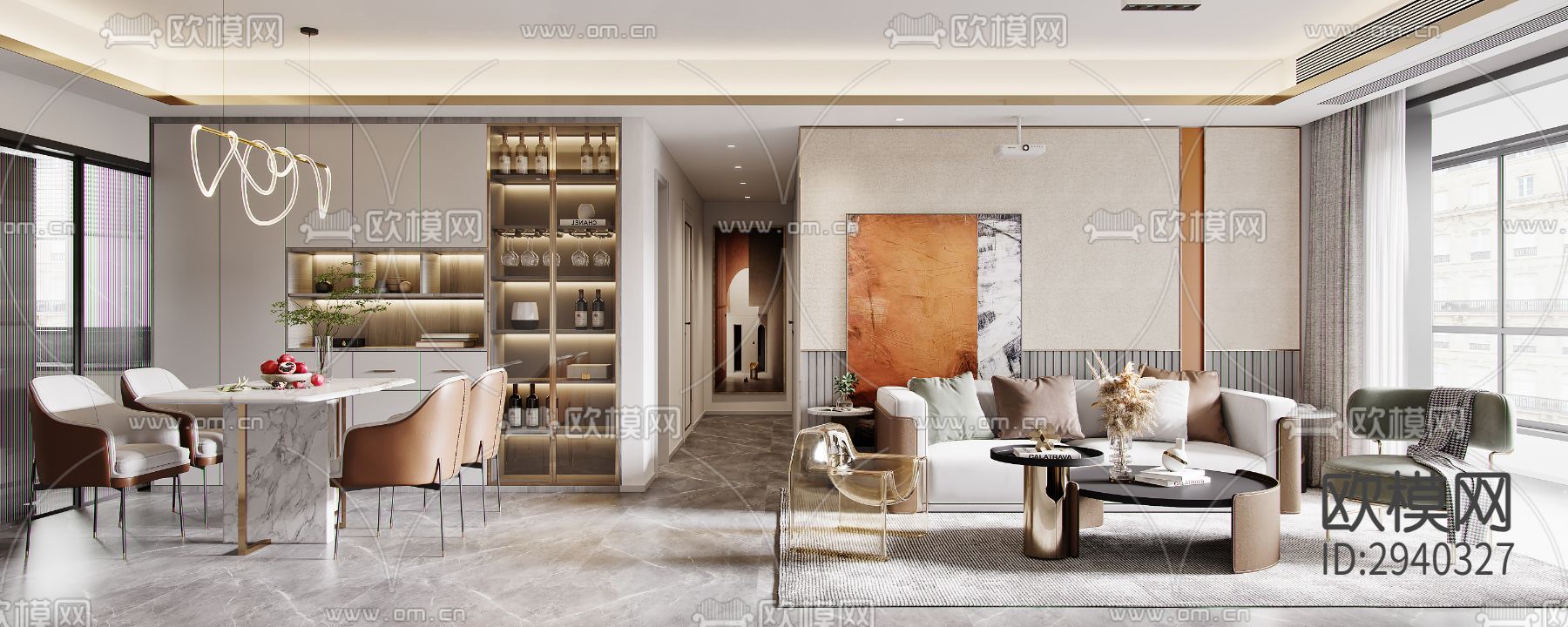 现代平层效果图下载（渲染图1）