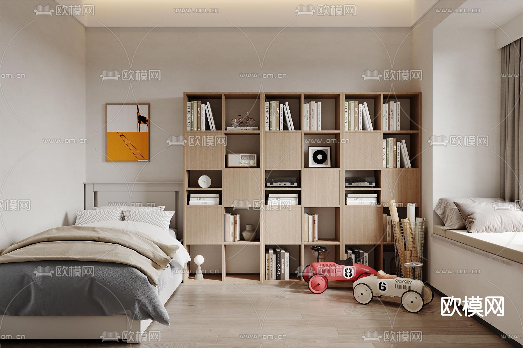 北欧儿童房 小孩房3d模型下载（渲染图2）