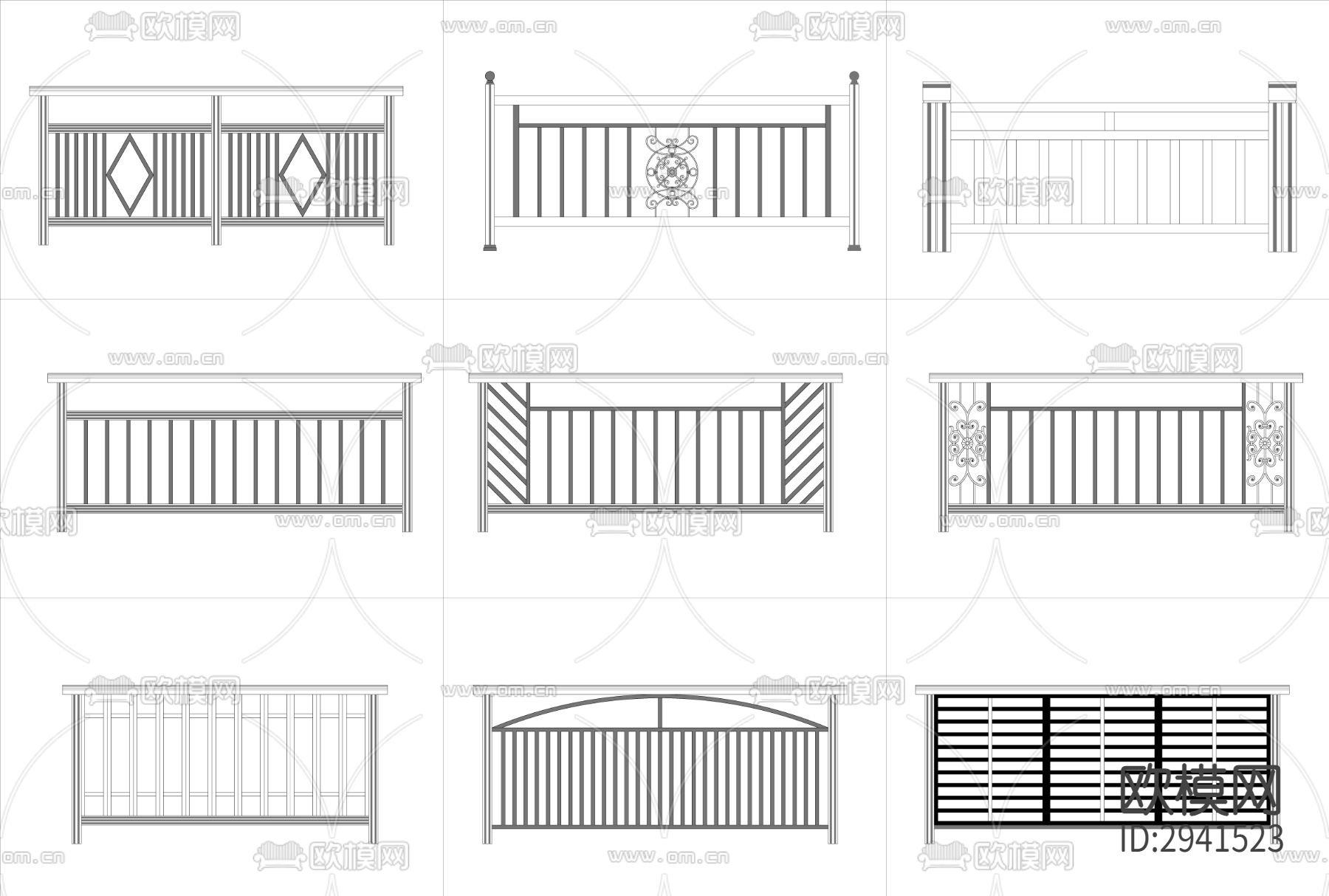 护栏扶手CAD手图库下载（渲染图3）