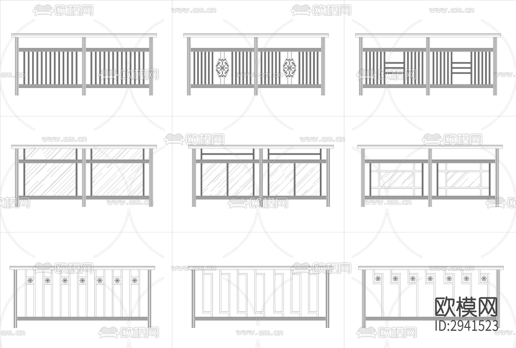 护栏扶手CAD手图库下载（渲染图2）