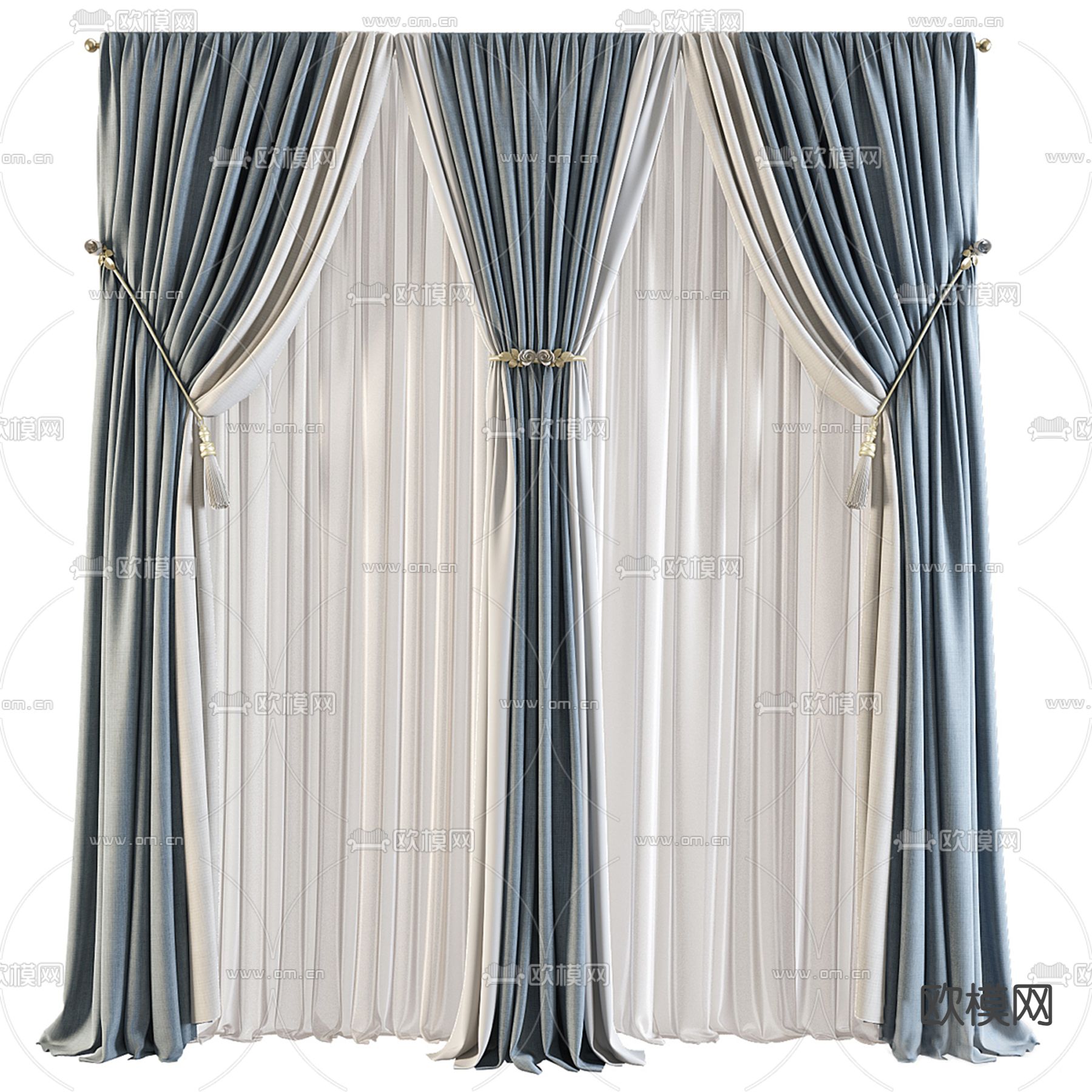素色窗帘 窗纱3d模型下载