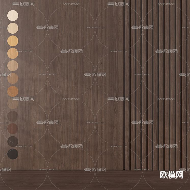 木饰面 波纹板 长城板免费3d模型下载