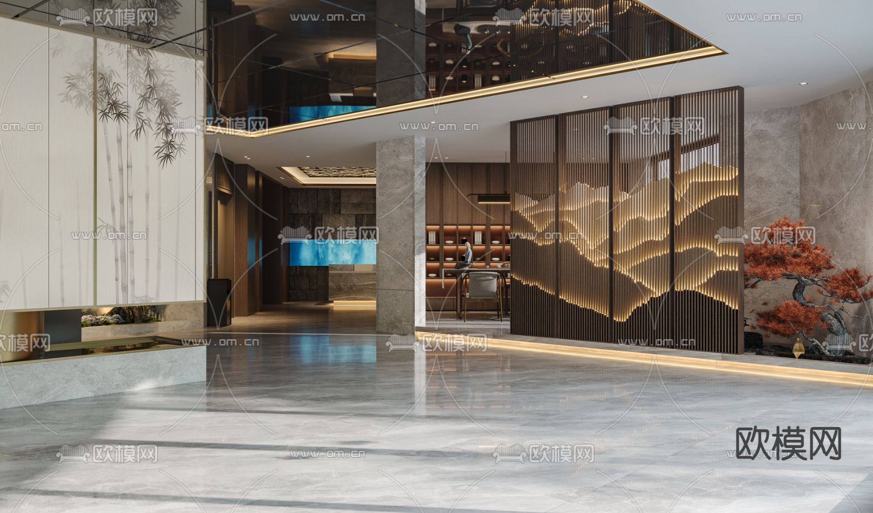 酒店大堂 休息区3d模型下载（渲染图3）