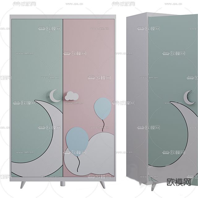 儿童衣柜免费3d模型下载