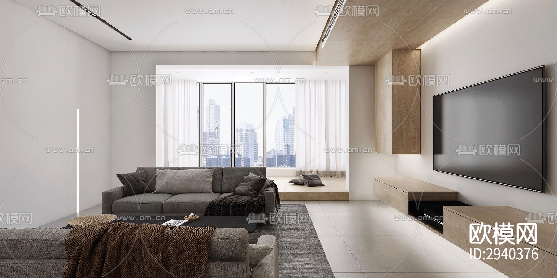 现代平层效果图下载（渲染图9）