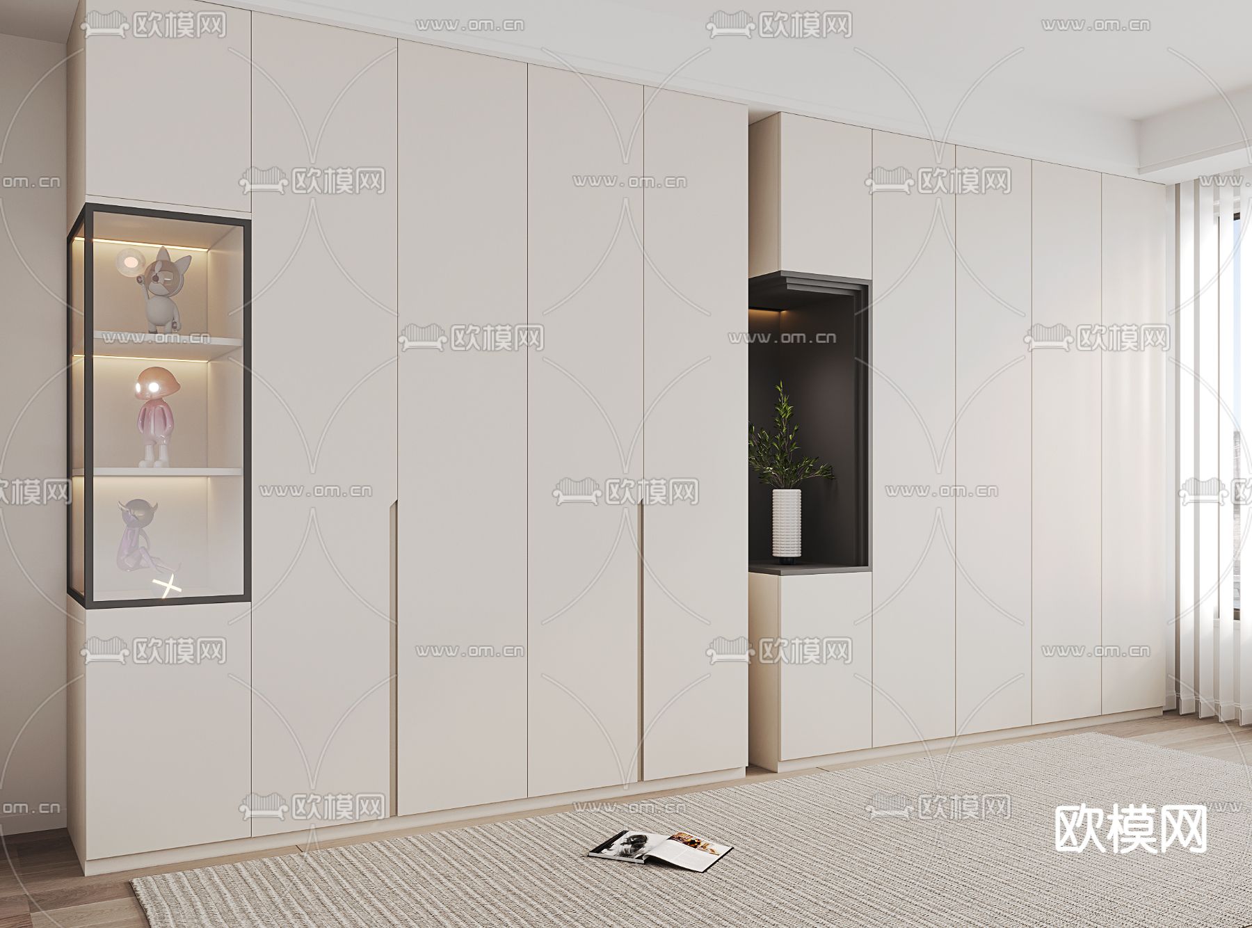 奶油风衣柜 衣橱3d模型下载