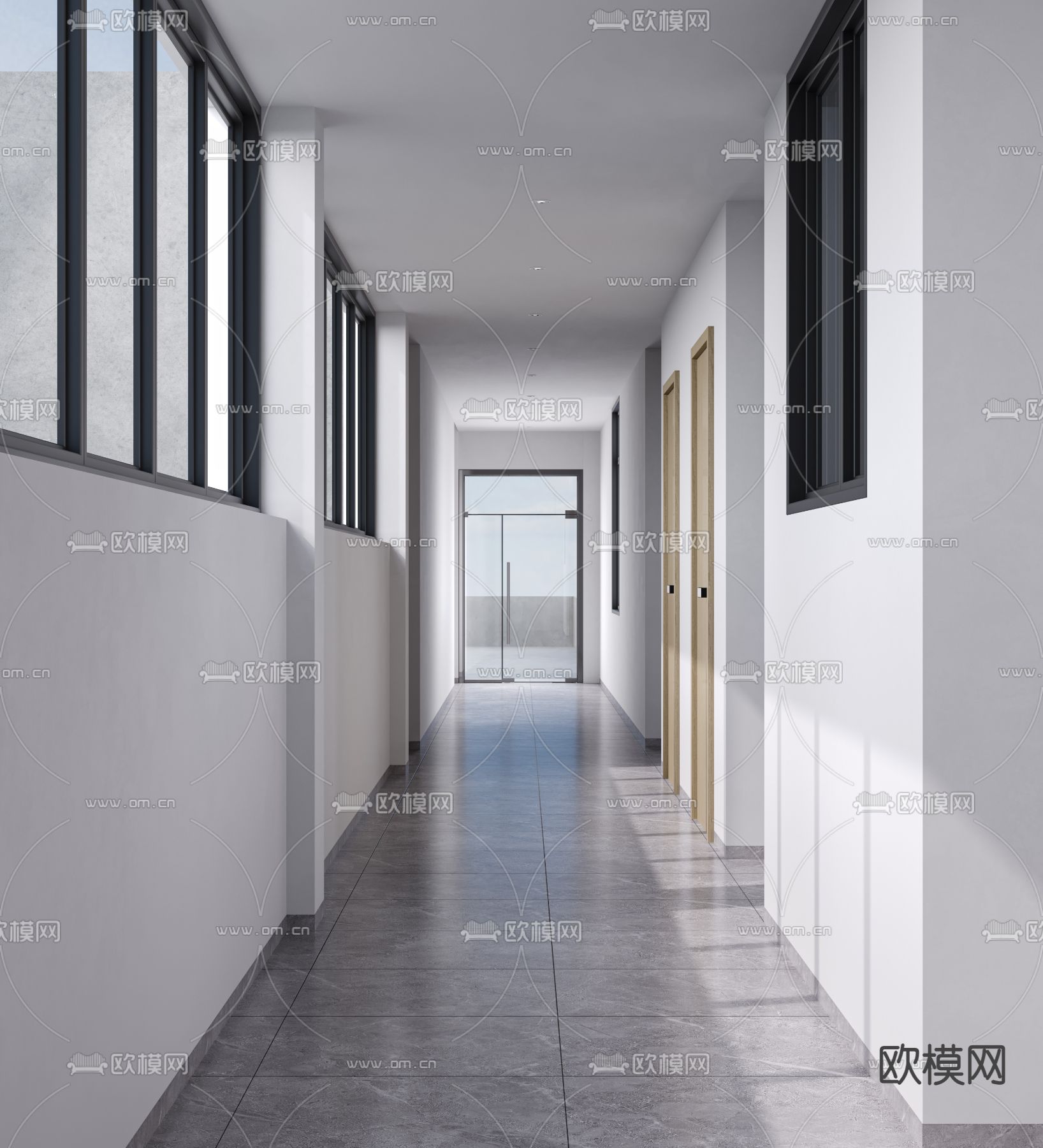 道亨效果图设计丨办公室过道免费3d模型下载