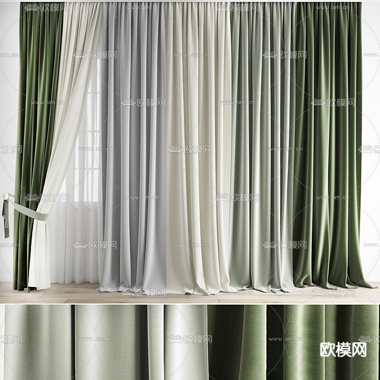 窗帘 遮光帘 纱帘免费3d模型下载