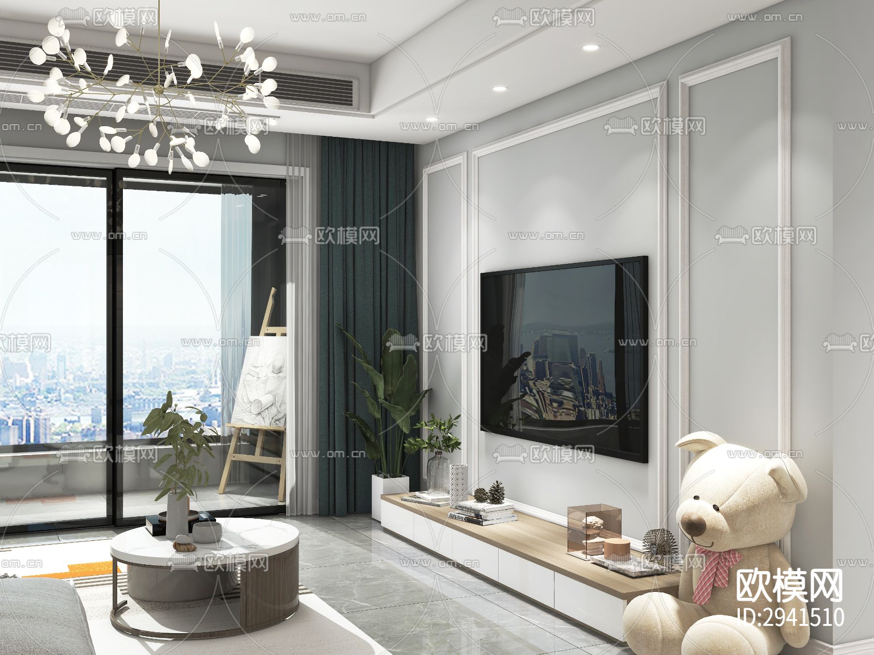 现代家装CAD施工图下载（渲染图4）